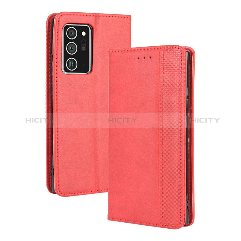 Coque Portefeuille Livre Cuir Etui Clapet BY4 pour Samsung Galaxy Note 20 5G Rouge Plus