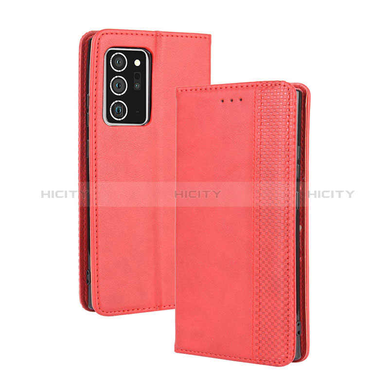 Coque Portefeuille Livre Cuir Etui Clapet BY4 pour Samsung Galaxy Note 20 Ultra 5G Rouge Plus