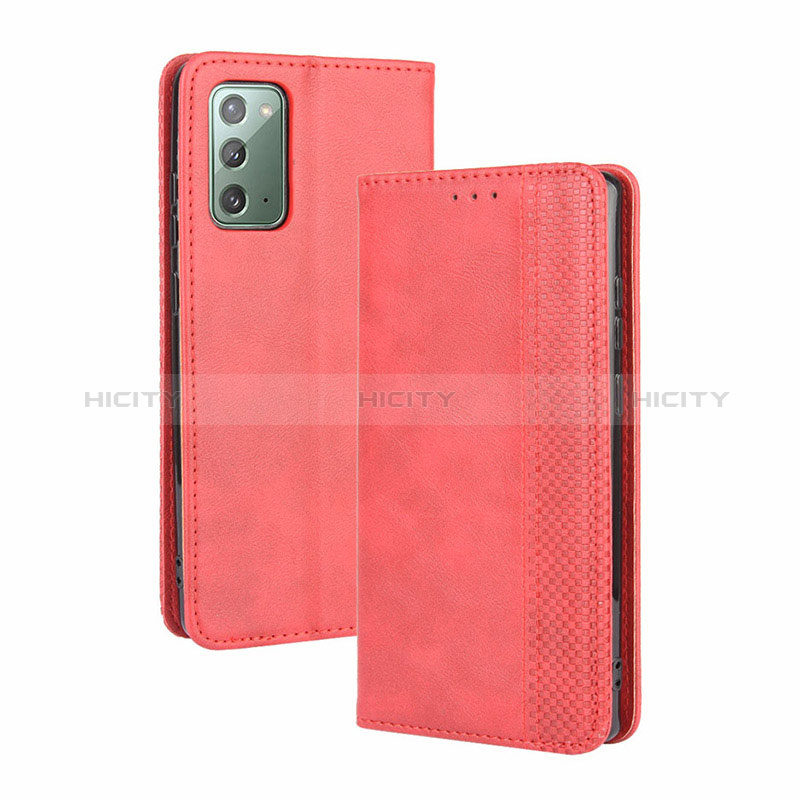 Coque Portefeuille Livre Cuir Etui Clapet BY4 pour Samsung Galaxy S20 FE (2022) 5G Rouge Plus