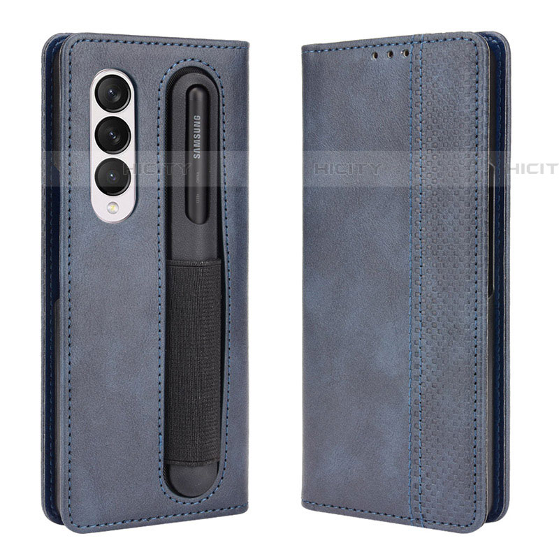 Coque Portefeuille Livre Cuir Etui Clapet BY4 pour Samsung Galaxy Z Fold4 5G Bleu Plus