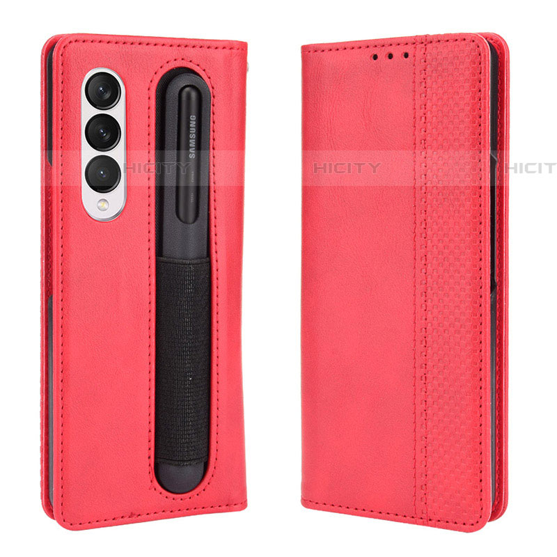 Coque Portefeuille Livre Cuir Etui Clapet BY4 pour Samsung Galaxy Z Fold4 5G Rouge Plus