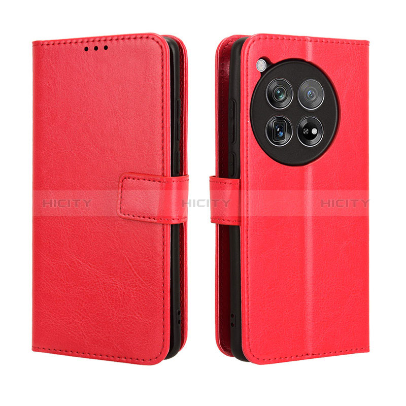 Coque Portefeuille Livre Cuir Etui Clapet BY5 pour OnePlus 12 5G Rouge Plus
