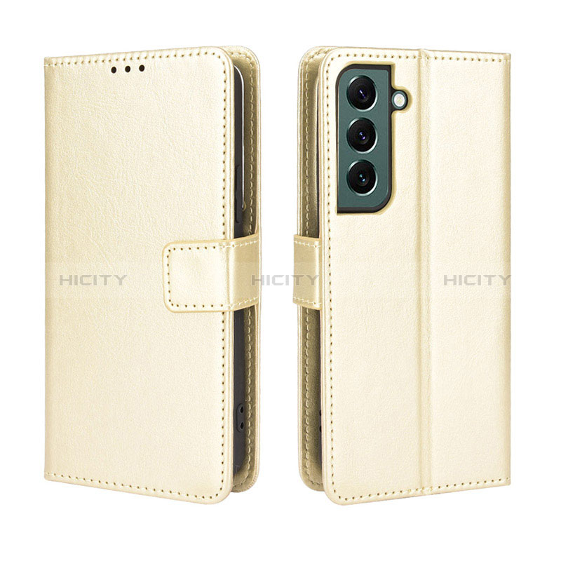 Coque Portefeuille Livre Cuir Etui Clapet BY5 pour Samsung Galaxy S23 5G Or Plus