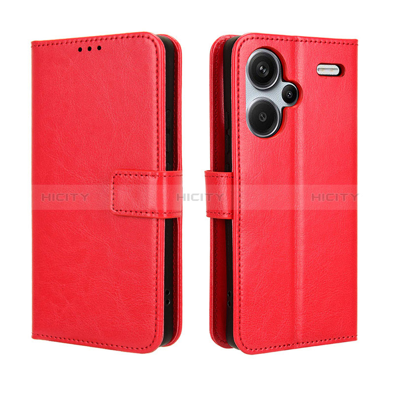 Coque Portefeuille Livre Cuir Etui Clapet BY5 pour Xiaomi Redmi Note 13 Pro+ Plus 5G Rouge Plus