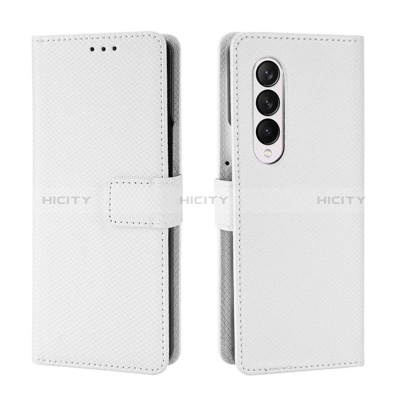 Coque Portefeuille Livre Cuir Etui Clapet BY6 pour Samsung Galaxy Z Fold3 5G Blanc Plus