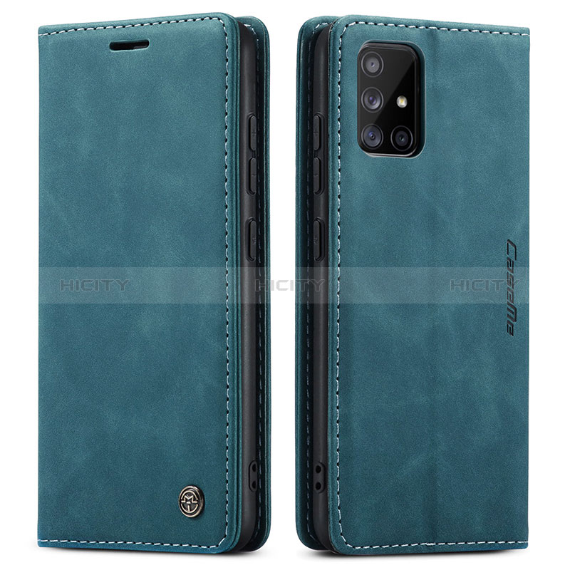 Coque Portefeuille Livre Cuir Etui Clapet C01S pour Samsung Galaxy A51 5G Bleu Plus
