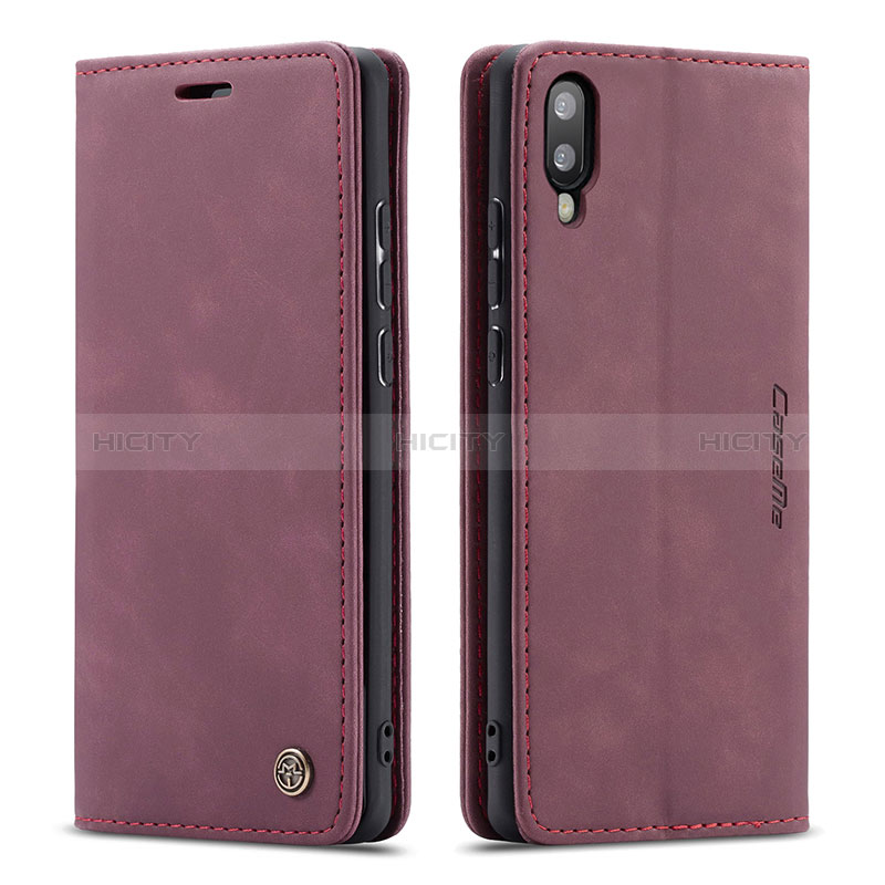 Coque Portefeuille Livre Cuir Etui Clapet C01S pour Samsung Galaxy M10 Vin Rouge Plus