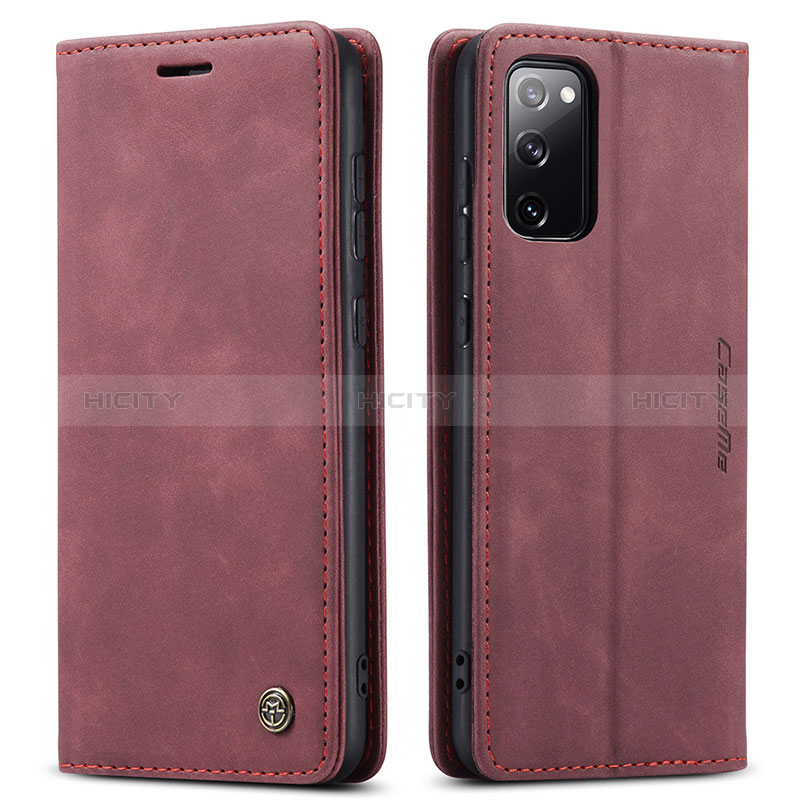 Coque Portefeuille Livre Cuir Etui Clapet C01S pour Samsung Galaxy S20 FE 5G Vin Rouge Plus