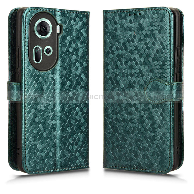 Coque Portefeuille Livre Cuir Etui Clapet C01X pour Oppo Reno11 5G Vert Plus