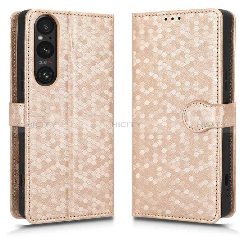 Coque Portefeuille Livre Cuir Etui Clapet C01X pour Sony Xperia 1 V Or Plus