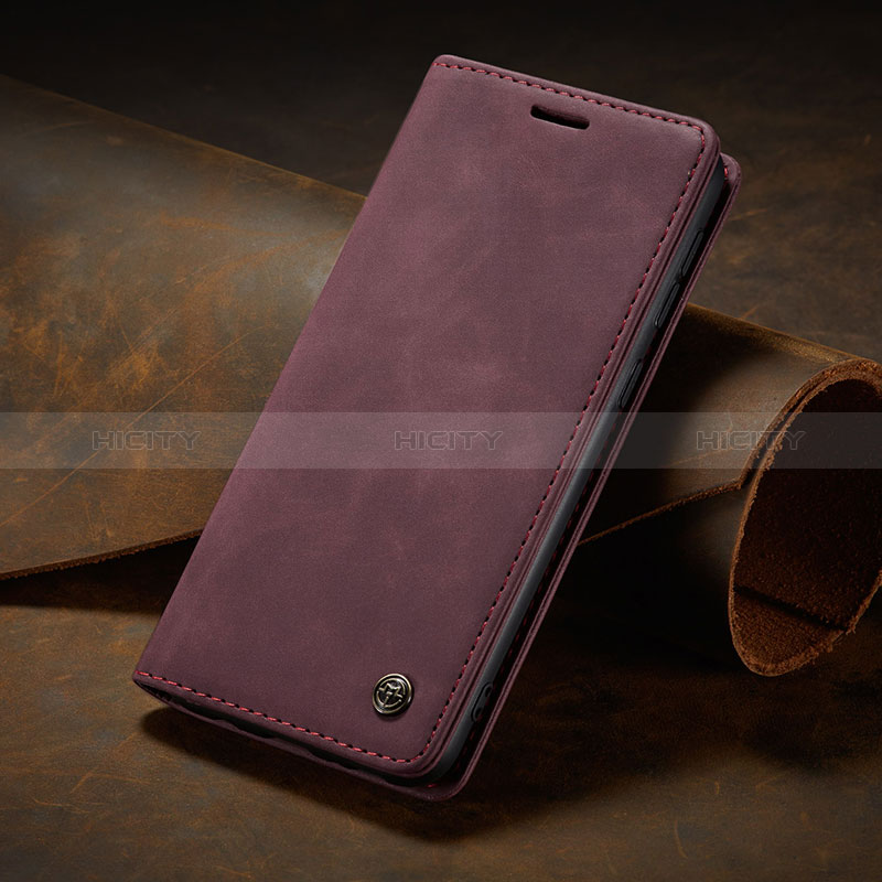Coque Portefeuille Livre Cuir Etui Clapet C02S pour Samsung Galaxy A02s Vin Rouge Plus