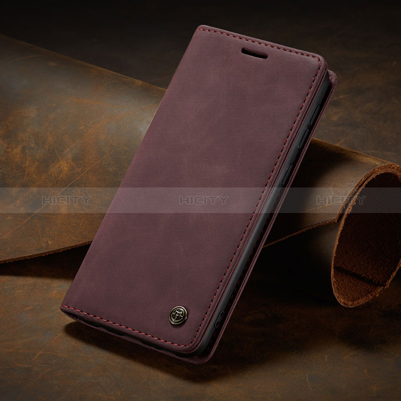Coque Portefeuille Livre Cuir Etui Clapet C02S pour Samsung Galaxy M21s Vin Rouge Plus