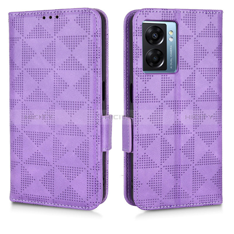 Coque Portefeuille Livre Cuir Etui Clapet C02X pour Oppo A56S 5G Violet Plus