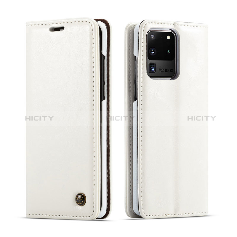 Coque Portefeuille Livre Cuir Etui Clapet C03S pour Samsung Galaxy S20 Ultra Blanc Plus