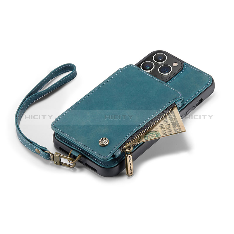 Coque Portefeuille Livre Cuir Etui Clapet C04S pour Apple iPhone 14 Pro Max Bleu Plus