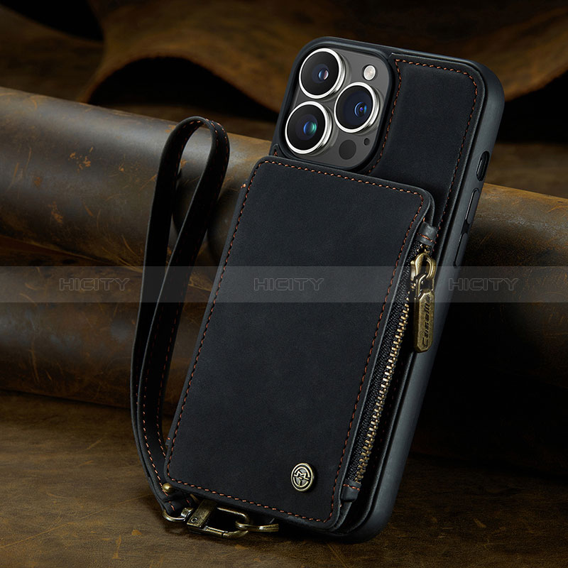 Coque Portefeuille Livre Cuir Etui Clapet C05S pour Apple iPhone 14 Pro Noir Plus