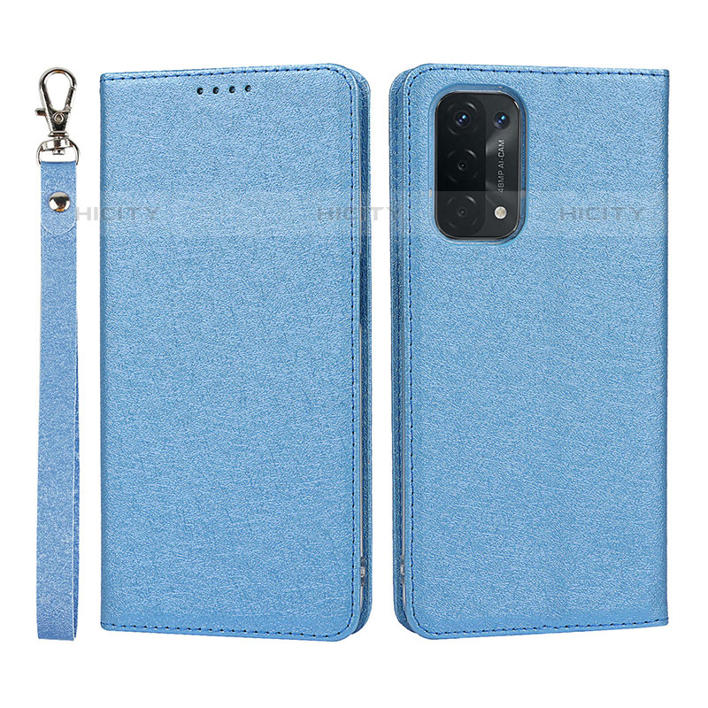 Coque Portefeuille Livre Cuir Etui Clapet D01T pour OnePlus Nord N200 5G Bleu Plus