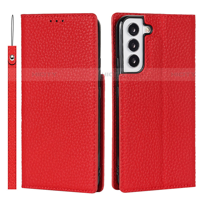 Coque Portefeuille Livre Cuir Etui Clapet D01T pour Samsung Galaxy S21 Plus 5G Rouge Plus