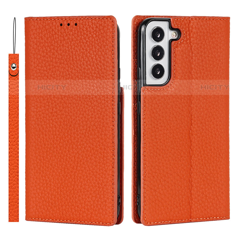 Coque Portefeuille Livre Cuir Etui Clapet D01T pour Samsung Galaxy S23 5G Orange Plus