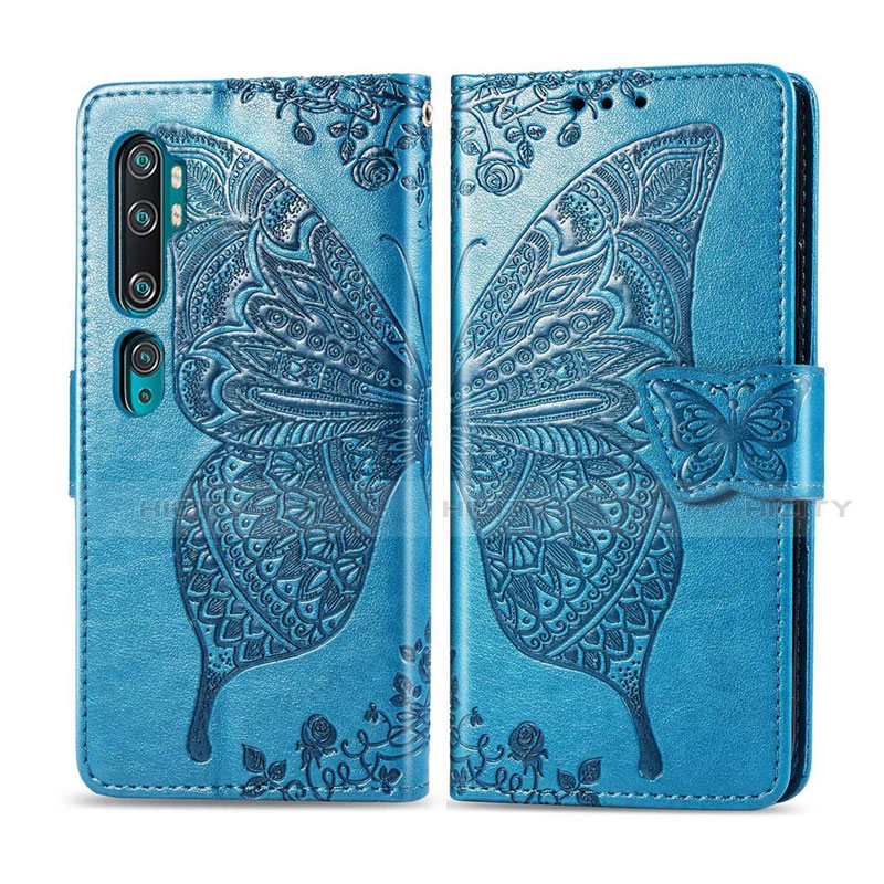 Coque Portefeuille Livre Cuir Etui Clapet D02 pour Xiaomi Mi Note 10 Bleu Ciel Plus