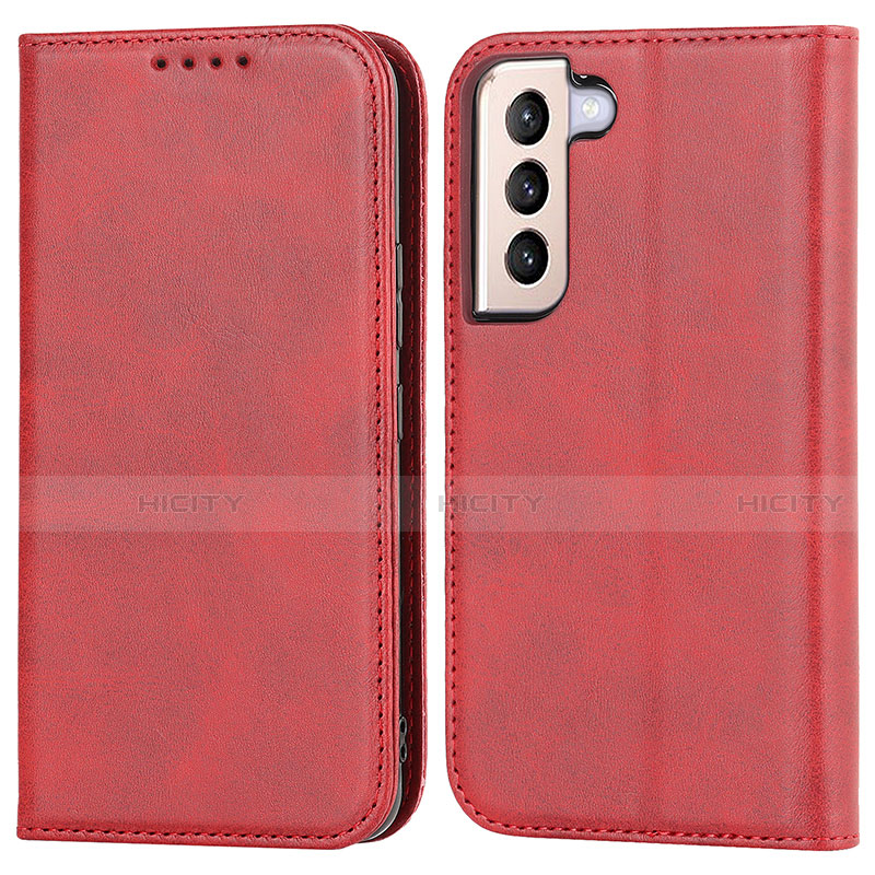 Coque Portefeuille Livre Cuir Etui Clapet D03T pour Samsung Galaxy S21 5G Rouge Plus