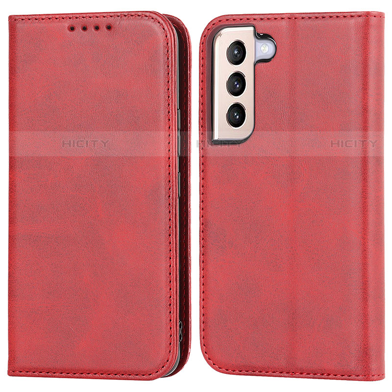 Coque Portefeuille Livre Cuir Etui Clapet D03T pour Samsung Galaxy S21 FE 5G Rouge Plus