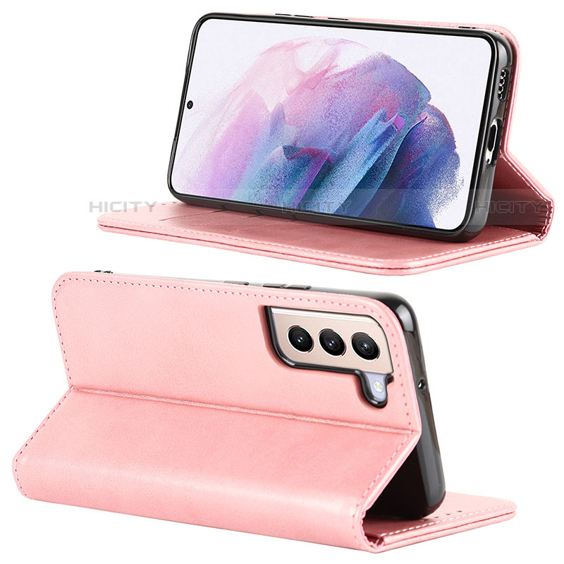 Coque Portefeuille Livre Cuir Etui Clapet D04T pour Samsung Galaxy S21 Plus 5G Rose Plus