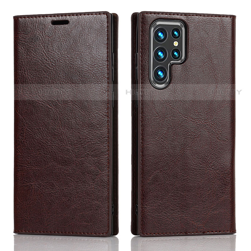 Coque Portefeuille Livre Cuir Etui Clapet D07T pour Samsung Galaxy S21 Ultra 5G Marron Plus