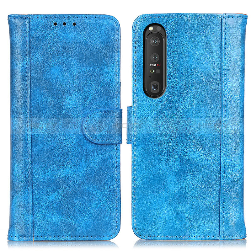 Coque Portefeuille Livre Cuir Etui Clapet D07Y pour Sony Xperia 1 III Bleu Ciel Plus