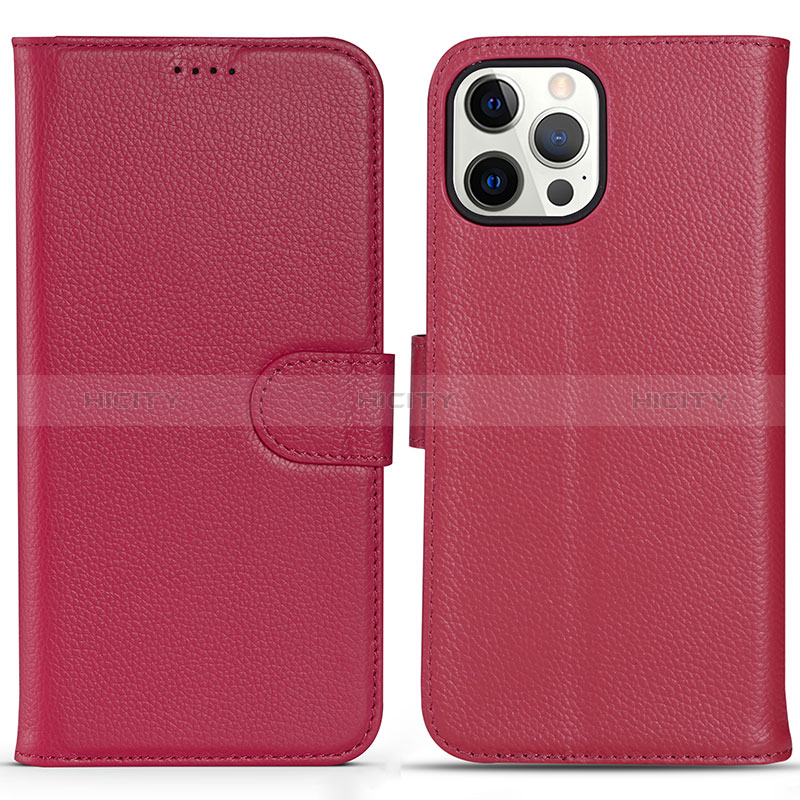 Coque Portefeuille Livre Cuir Etui Clapet DL1 pour Apple iPhone 14 Pro Rose Rouge Plus