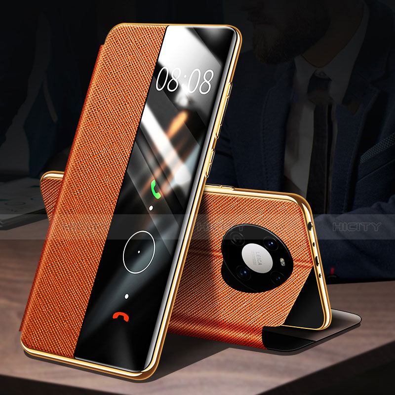 Coque Portefeuille Livre Cuir Etui Clapet F02 pour Huawei Mate 40 Orange Plus