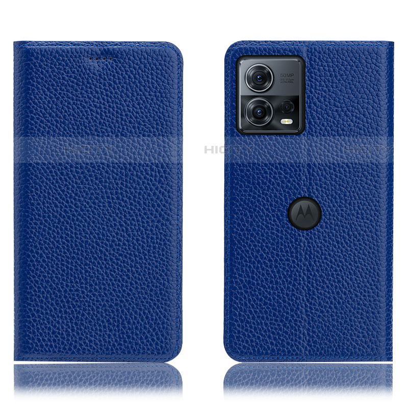 Coque Portefeuille Livre Cuir Etui Clapet H02P pour Motorola Moto Edge 30 Fusion 5G Bleu Plus