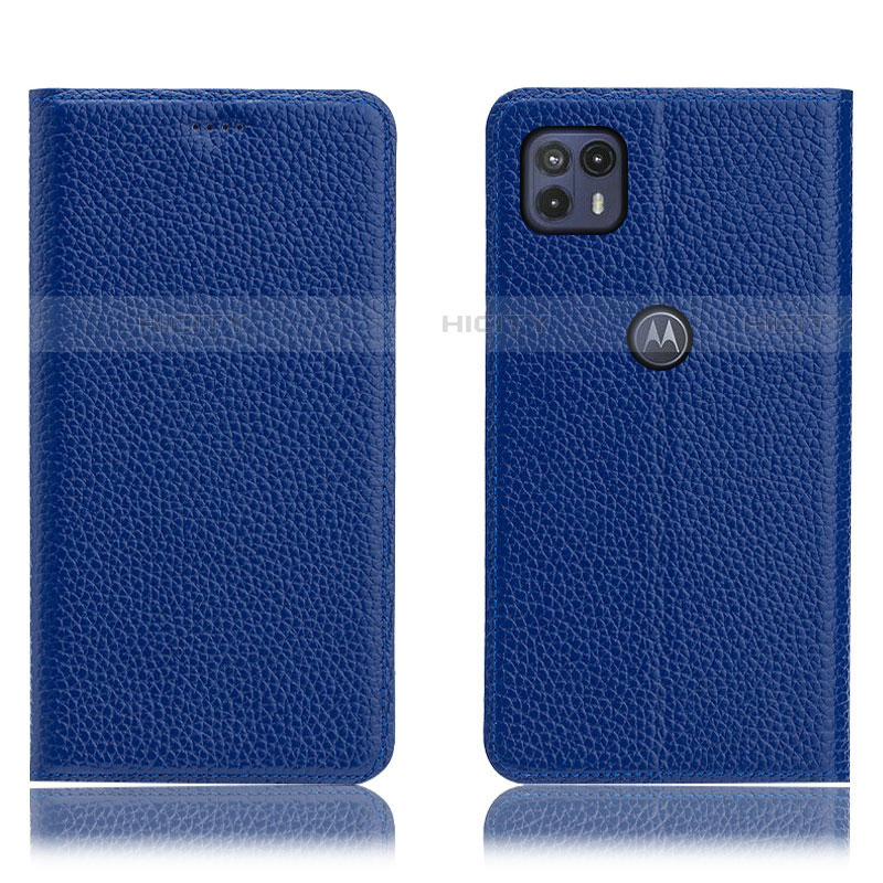 Coque Portefeuille Livre Cuir Etui Clapet H02P pour Motorola Moto G50 5G Bleu Plus