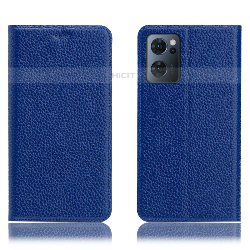 Coque Portefeuille Livre Cuir Etui Clapet H02P pour Oppo Reno7 5G Bleu Plus