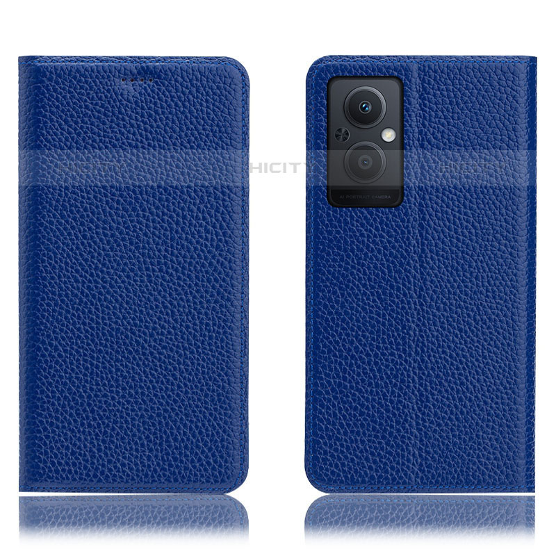 Coque Portefeuille Livre Cuir Etui Clapet H02P pour Oppo Reno8 Lite 5G Bleu Plus