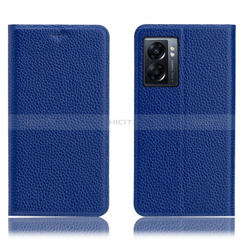 Coque Portefeuille Livre Cuir Etui Clapet H02P pour Realme V23 5G Bleu Plus
