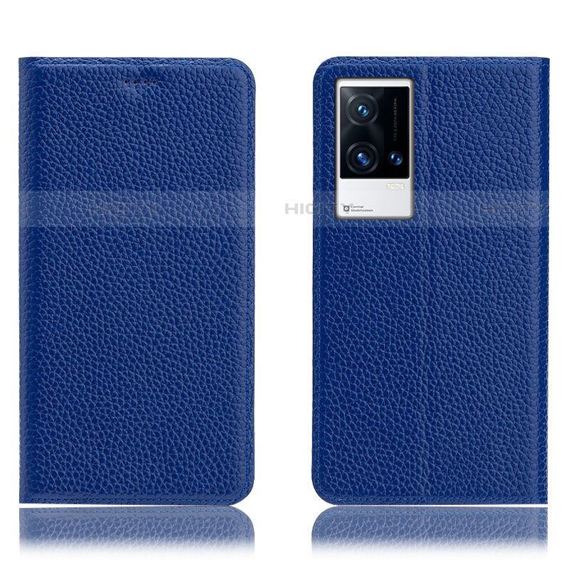Coque Portefeuille Livre Cuir Etui Clapet H02P pour Vivo iQOO 8 Pro 5G Bleu Plus