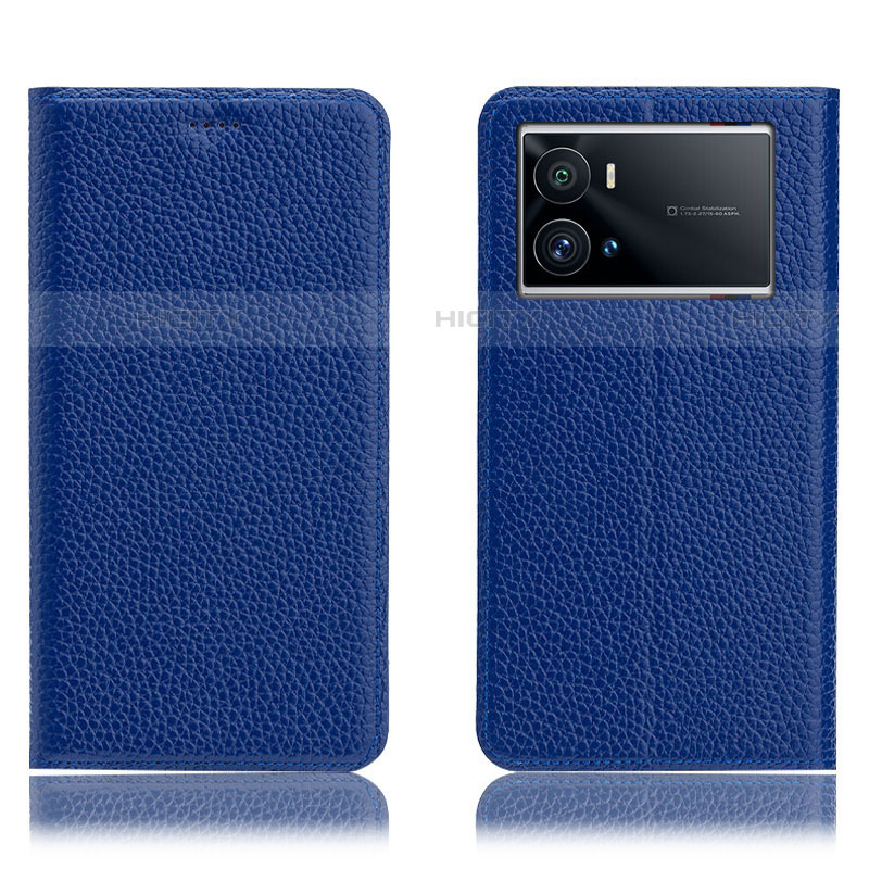 Coque Portefeuille Livre Cuir Etui Clapet H02P pour Vivo iQOO 9 5G Bleu Plus