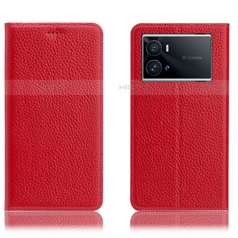 Coque Portefeuille Livre Cuir Etui Clapet H02P pour Vivo iQOO 9 5G Rouge Plus