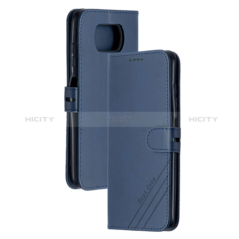Coque Portefeuille Livre Cuir Etui Clapet H02X pour Xiaomi Poco X3 NFC Bleu Plus