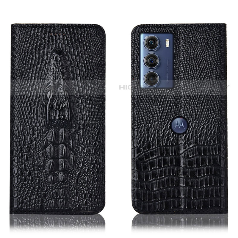 Coque Portefeuille Livre Cuir Etui Clapet H03P pour Motorola Moto G200 5G Noir Plus