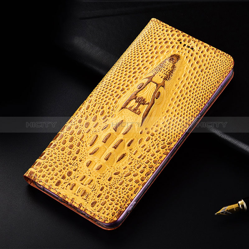 Coque Portefeuille Livre Cuir Etui Clapet H03P pour Realme Narzo 50i Jaune Plus