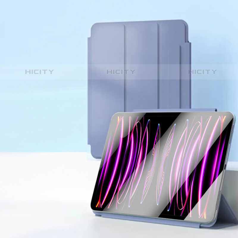 Coque Portefeuille Livre Cuir Etui Clapet H04 pour Apple iPad Pro 12.9 (2020) Gris Lavende Plus