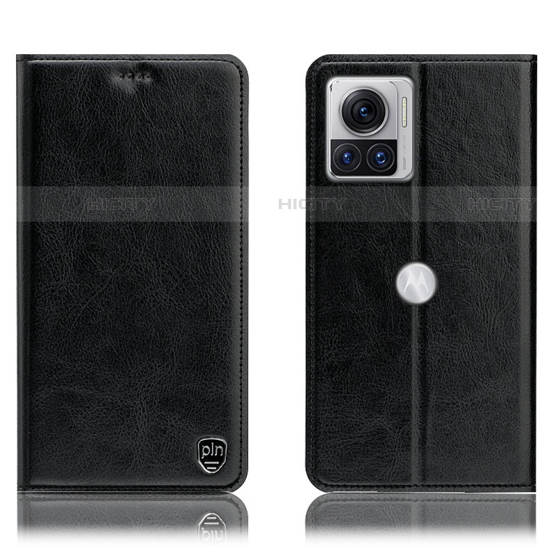 Coque Portefeuille Livre Cuir Etui Clapet H04P pour Motorola Moto Edge X30 Pro 5G Noir Plus