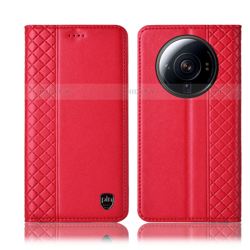 Coque Portefeuille Livre Cuir Etui Clapet H04P pour Xiaomi Mi 12S Ultra 5G Rouge Plus