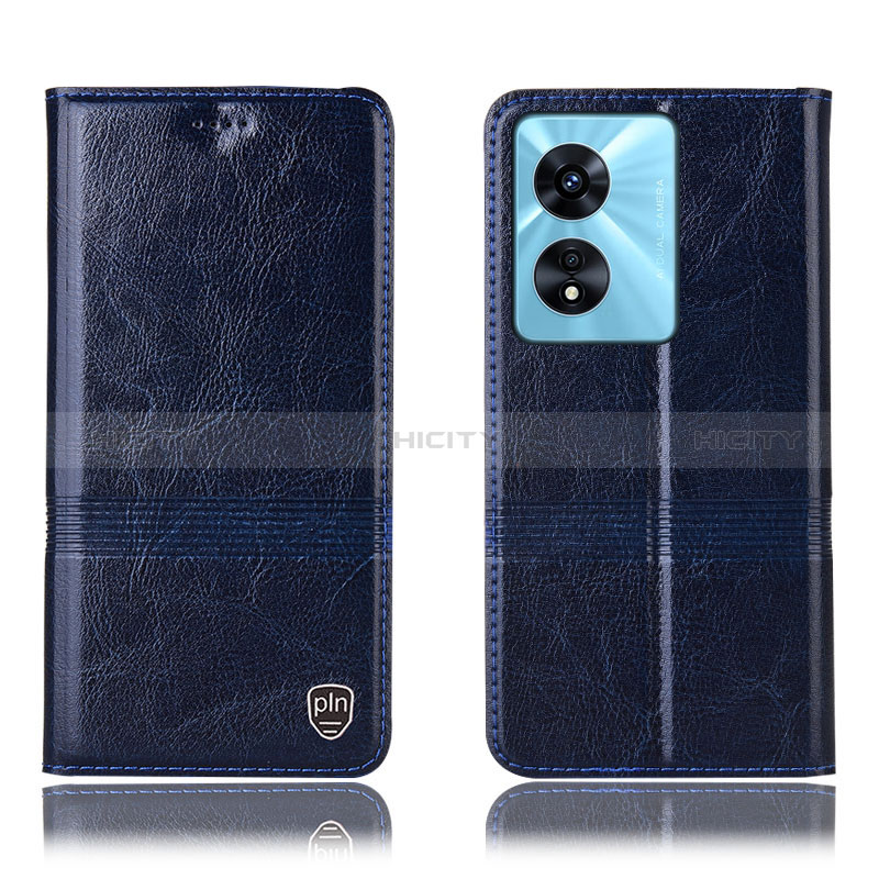 Coque Portefeuille Livre Cuir Etui Clapet H06P pour Oppo A97 5G Bleu Plus