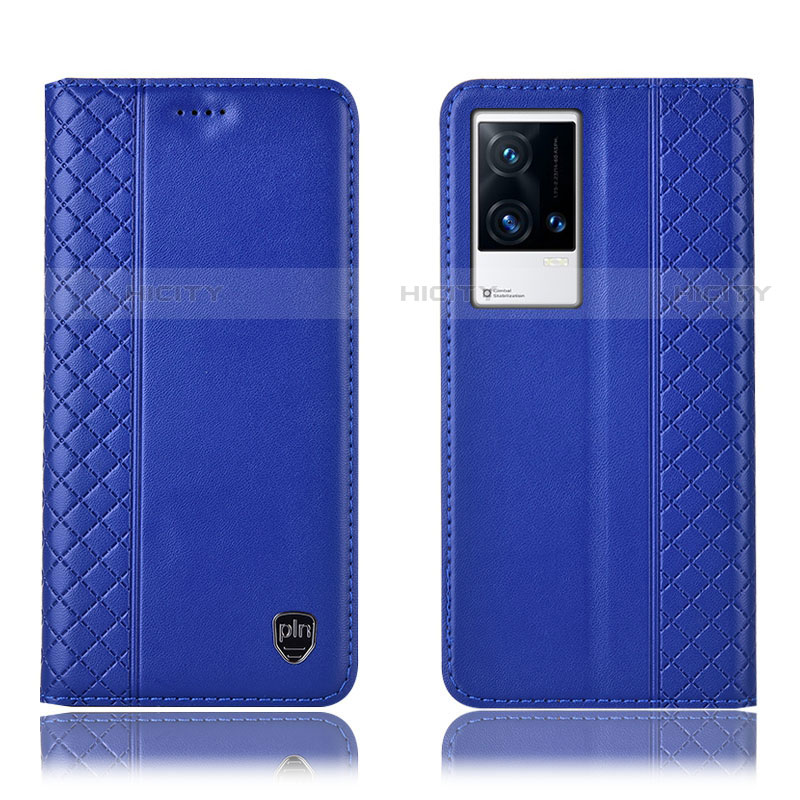 Coque Portefeuille Livre Cuir Etui Clapet H07P pour Vivo iQOO 8 5G Bleu Plus