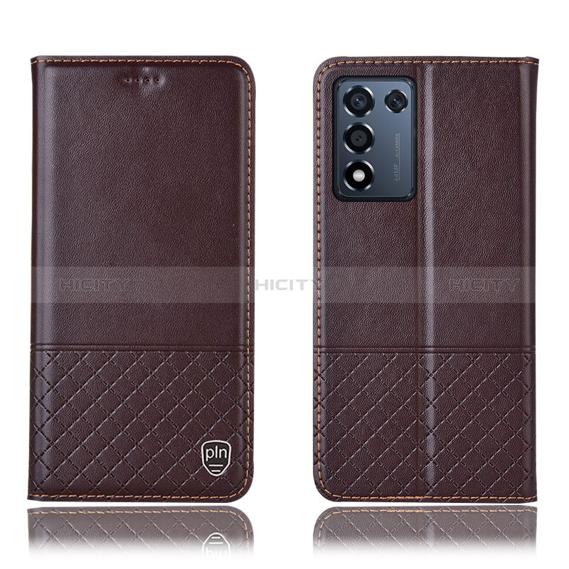 Coque Portefeuille Livre Cuir Etui Clapet H10P pour Realme Q3t 5G Marron Plus