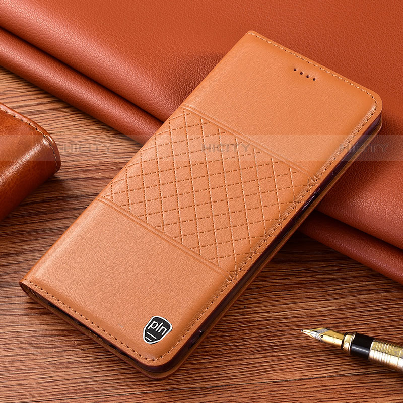 Coque Portefeuille Livre Cuir Etui Clapet H10P pour Samsung Galaxy S21 Ultra 5G Orange Plus
