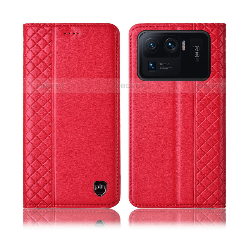 Coque Portefeuille Livre Cuir Etui Clapet H10P pour Xiaomi Mi 11 Ultra 5G Rouge Plus